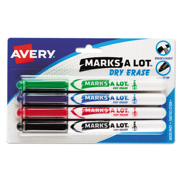 Avery® Marks A Lot Pen-style Dry Erase Markers, Medium Bullet Tip, Assorted Colors, 4-set (24459) freeshipping - TVN Wholesale